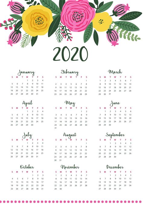 Fiscal 2020 Calendar Template Small Calendar Yearly Calendar Print