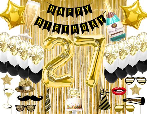 27th Birthday Party Decorations 27th Birthday Photo Props Gold Etsyde