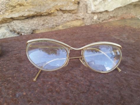 1950s french amor eyeglasses gold filled browline and clear etsy eyeglasses vintage glasses