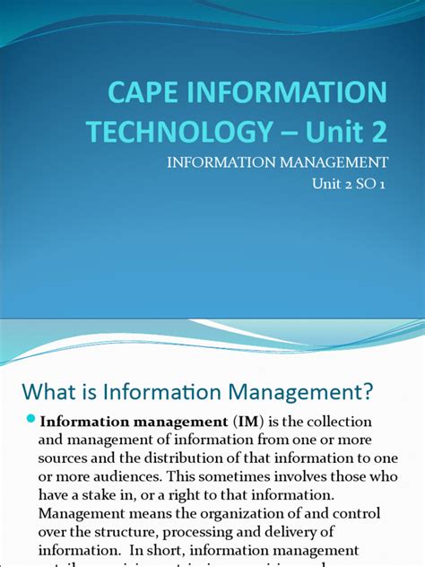 Cape Information Technology Unit 2 So 1 Pdf Information Computer