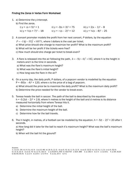 Note that the x and y intercepts may be determined graphically. Finding X And Y Intercepts Worksheet Day 1 Answers | Free ...