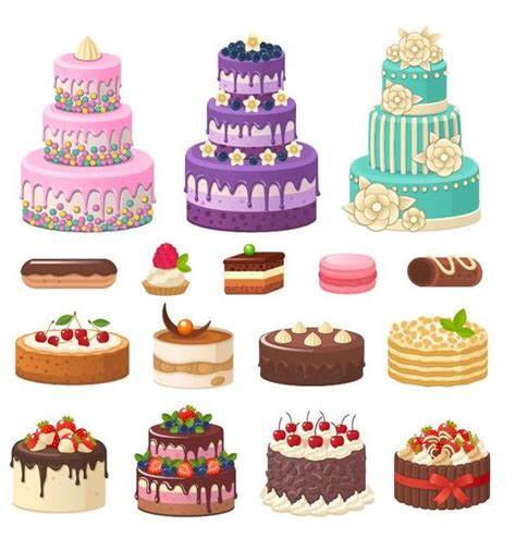 Set Of Cake Illustration Vectors Welovesolo