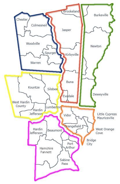 Map Of Region Five School Districts Texas Board Of
