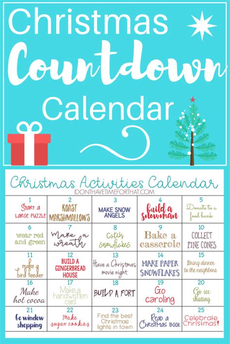 Christmas Activities Countdown Calendar I Dont Have Time For That