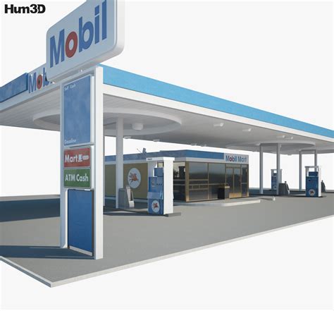 Mobil Gas Station 001 3d Model Architecture On Hum3d