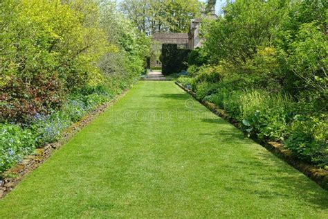 Grass Lawn Garden Path Stock Photo Image Of Backgrounds 238127240