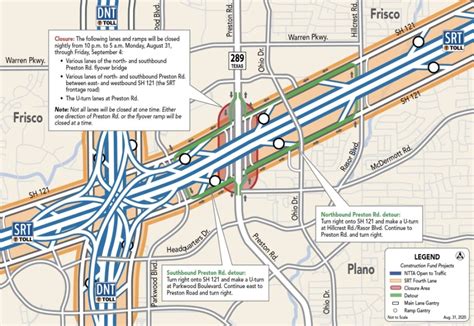 NTTA Construction To Close Lanes At Preston Road And Sam Rayburn Tollway In Frisco Plano