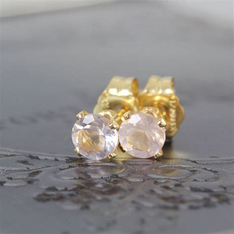Rose Quartz Studs Dainty Pink Stud Earrings