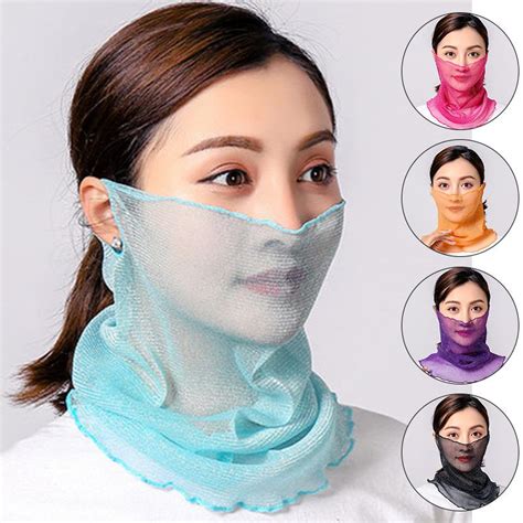 Buy PC Sun Proof Scarf Reusable Chiffon Face Mask Hanging Ear Windproof Anti Dust Women