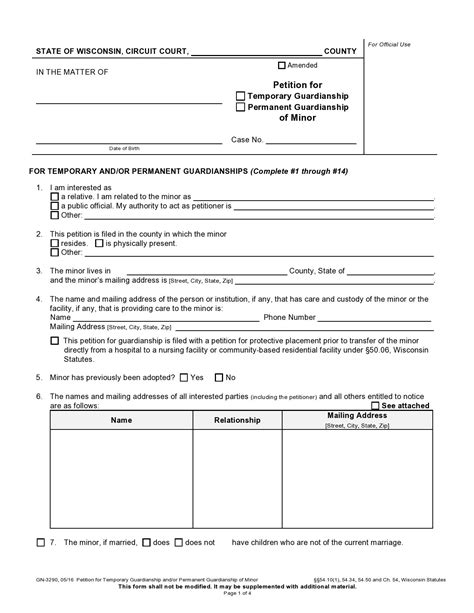 Free Printable Guardianship Papers