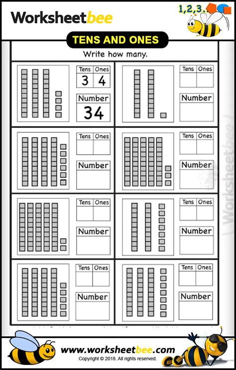 Tens And Ones Worksheet Practice Place Value Ten Thousands B