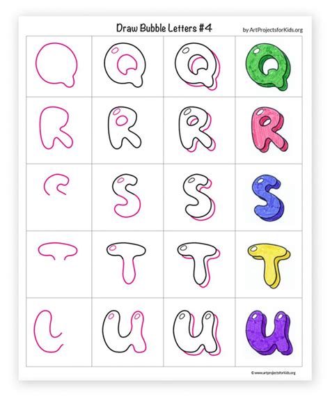 Easy How To Draw Bubble Letters Tutorial And Coloring Page