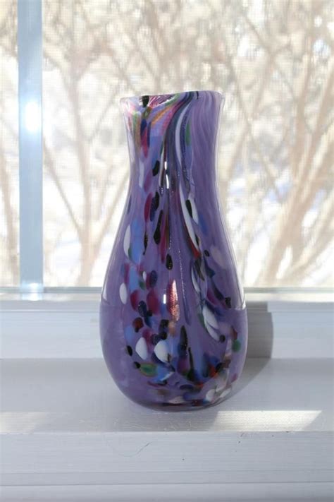 See more ideas about hand blown glass, hand blown, glass. Hand Blown Glass Vase - Purple with Multi-Color | Hand ...