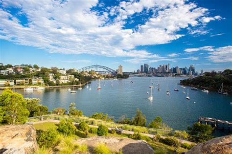 Sydney Skyline From Waverton Peninsula Reserve Stock Photo Download