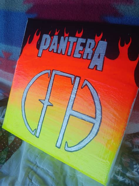 Pantera Cowboys From Hell Logo Blacklight Reactive Acrylic Painting