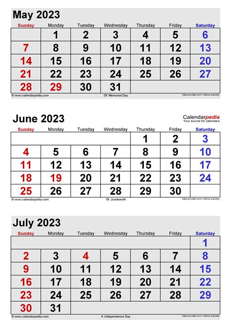 June 2023 Calendar Templates For Word Excel And Pdf Free Printable