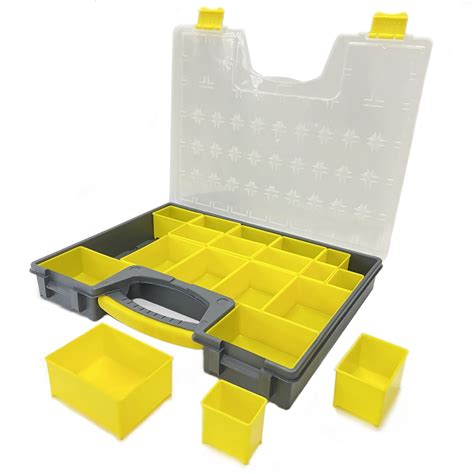 Duratool Hardware Organizer Storage Box With 19 Removable Compartments And Bins Plastic Tool