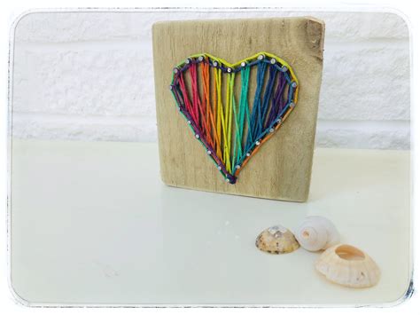 Rainbow Heart String Art On Reclaimed Wood Wall Decoration Etsy