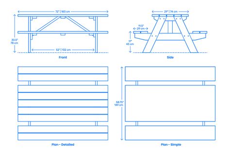 Picnic table plans for a perfect weekend project. Plan Table Dimensions - The Arts