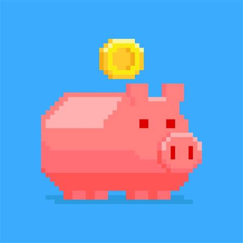 Piggy Bank Pixel Art Vetor Premium