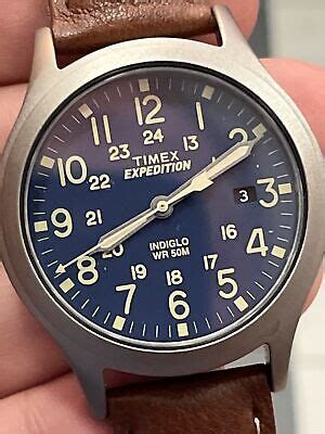 Timex Expedition Watch Indiglo Blue Dial M N Gun Metal Military Field Ebay