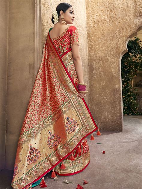 Red Colour Pure Banarasi Silk Wedding Saree Indian Saree Plaza Pure Silk Sarees Designer