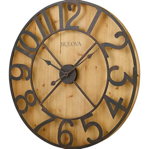 Bulova 29 In H X 29 In W Round Gallery Wall Clock In Knotty Pine