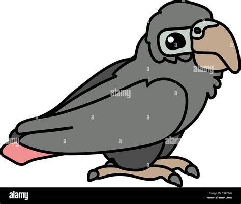 Vector Scandi Cartoon Animal Clip Art Grey Parrot Stock Vector Image