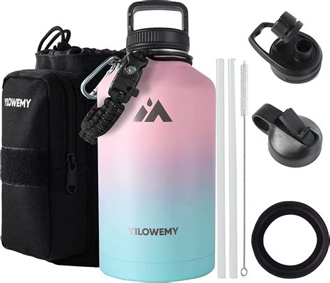 Buy 64 Oz Insulated Water Bottle With Straws Half Gallon Stainless Steel Sports Water Flask Jug