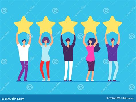 Five Stars Rating Concept Positive Customer Review Feedback People