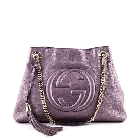Gucci Metallic Purple Soho Chain Shoulder Bag Preowned Gucci Handbag