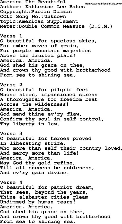 America The Beautiful Lyrics Printable And Mercy More Than Life