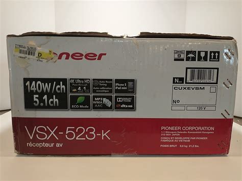 Pioneer VSX-523-K 5.1 Ch HDMI Home Theater Surround Sound Receiver bsmt