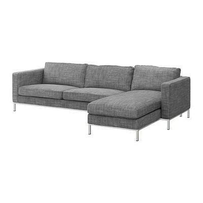 We decided to make a smaller version of the karlstad corner sofa. KARLSTAD Sofa and chaise lounge, Isunda gray, chrome ...