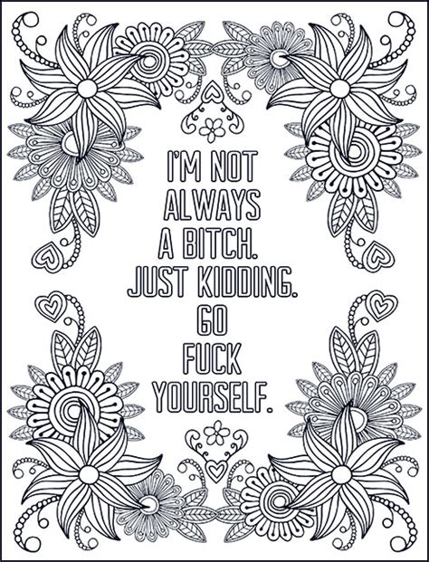 20+ Printable Coloring Pages For Adults Swear Words - ColoringPages234