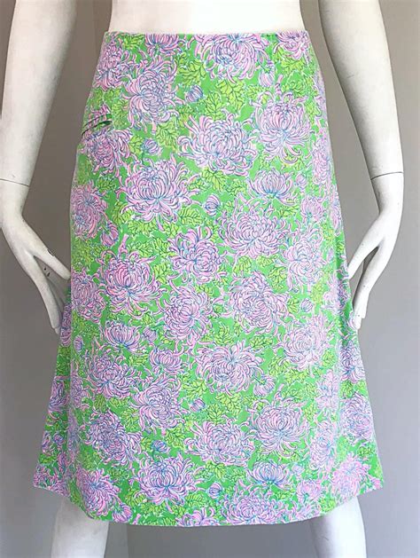 1960s Lilly Pulitzer Neon Green Pink Flower Print 60s Vintage A Line Skirt At 1stdibs