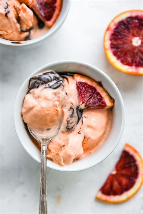 Blood Orange Ice Cream With Spiked Hot Fudge Sauce