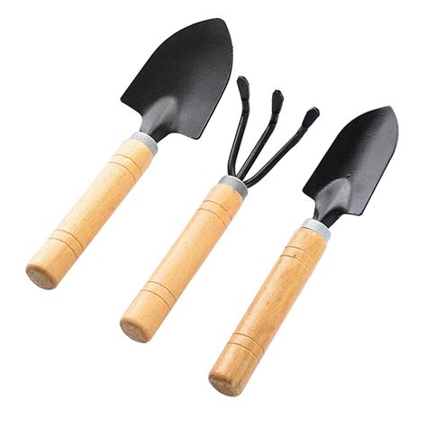 3pcs Garden Tool Set Mini Shovel Rake Spade Bonsai Tools Wooden Handle