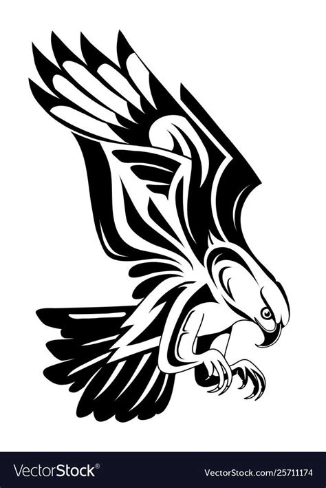 Flying Bird Of Prey Tattoo Shape Suitable For Eagle Falcon And Hawk