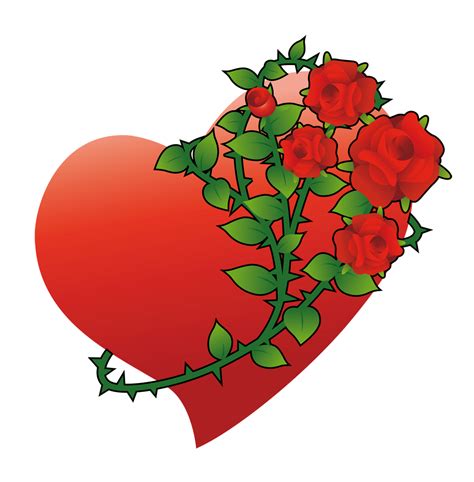 Красное сердце с цветами Сердечки Картинки Png Галерейка