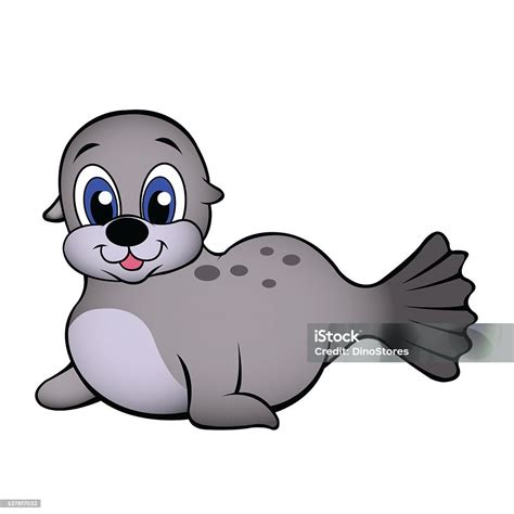 Cute Baby Seal Cartoon Stok Vektör Sanatı And Boz Fok‘nin Daha Fazla