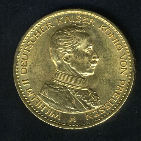 German 20 Mark Gold Coin Kaiser Wilhelm Ii In Military Uniformworld