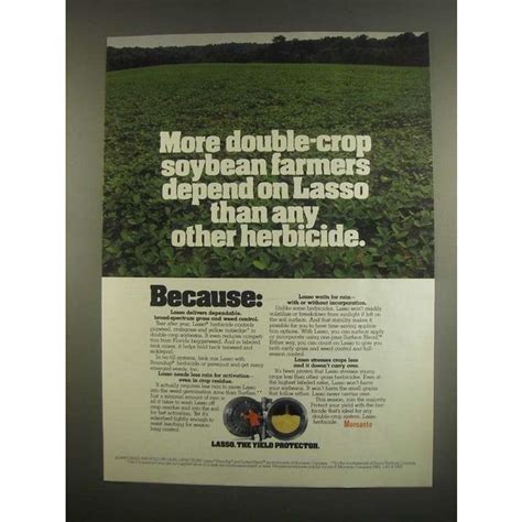1984 Monsanto Lasso Herbicide Ad Soybean Farmers On Ebid United States 159315870