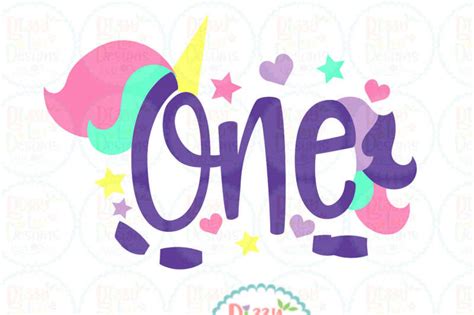 Download One Unicorn first birthday SVG, DXF, EPS, PNG By Bizzy Lou Designs | TheHungryJPEG.com
