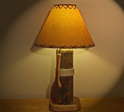 Rustic Lodgecabin Style Lampthe Porcupine Lake Table Lamp Etsy