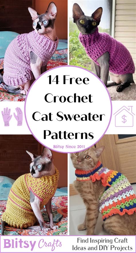 14 Free Crochet Cat Sweater Patterns Blitsy