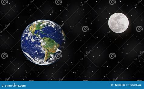 Earth Moon And Stars In Outer Space Stock Photo Image Of Cover