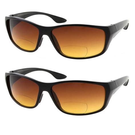 2 pair 2 00 bifocal sun reader sport wrap around reading sunglasses amber ebay