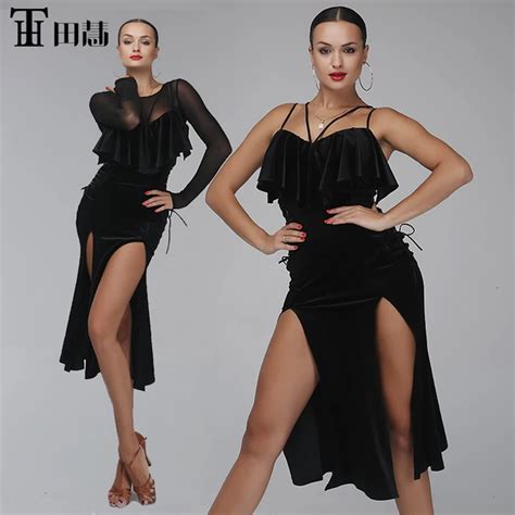 Buy 2017 New Sexy Latin Dance Dress For Woman Black Color New Lady Belly