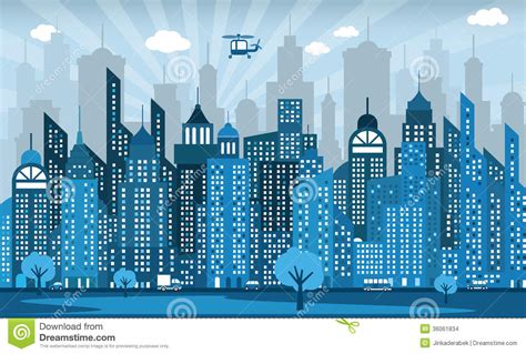 Blue City Stock Vector Image Of Background Blue Metropolis 36061834